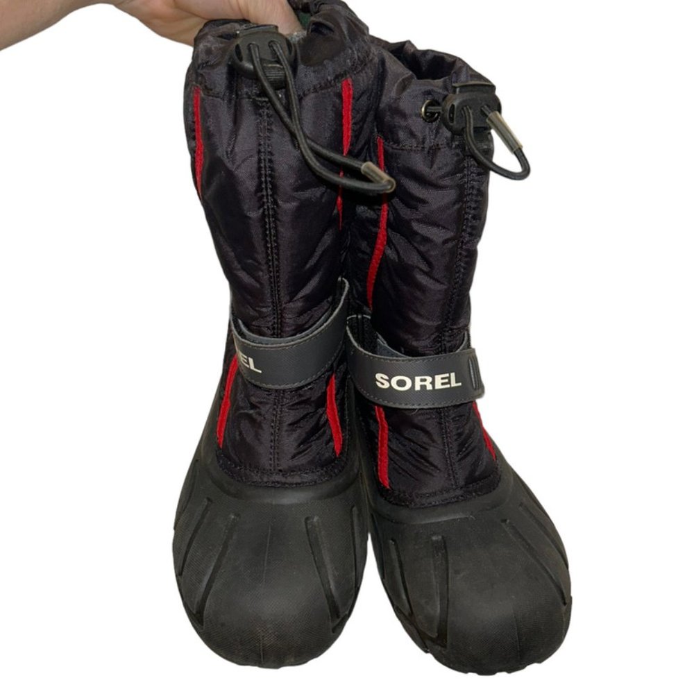 sorel black rubber winter snow boots unisex Kids 5